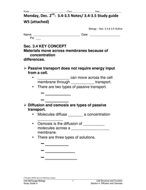 Biology Study Guide on Diffusion and Osmosis