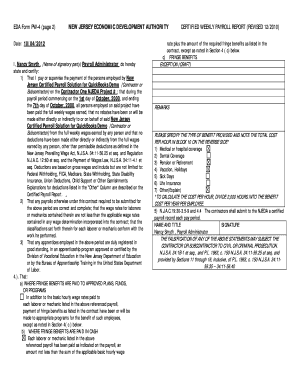New Jersey Certified Weekly Payroll Report