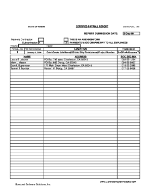 Hawaii Certified Payroll Report