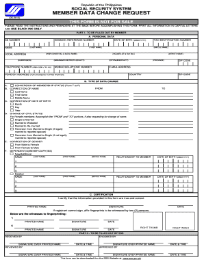 Philippines Social Security System Member Data Change Request