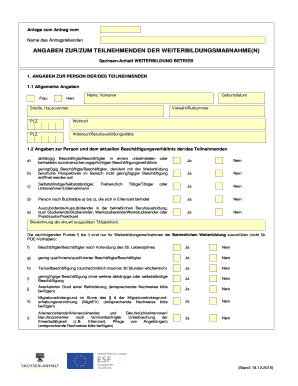 Anlage zum Antrag vom