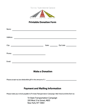 Printable Donation Form