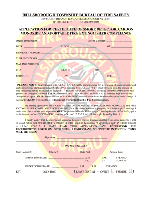 Hillsborough Township Smoke Detector Compliance Application