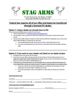 STAG ARMS Firearm Transfer Form