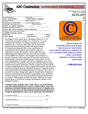 Insurance Damage Restoration Authorization