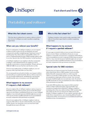UniSuper Portability and Rollover Form