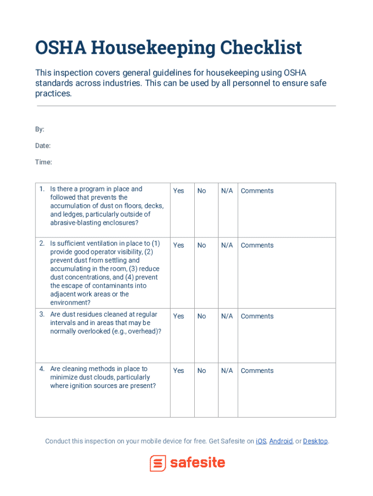 construction housekeeping checklist Preview on Page 1