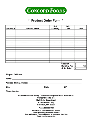 Product Order Form