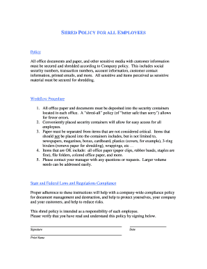 Employee Shred Policy