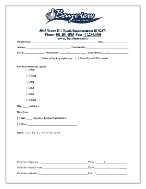Low Dose Naltrexone Prescription Form