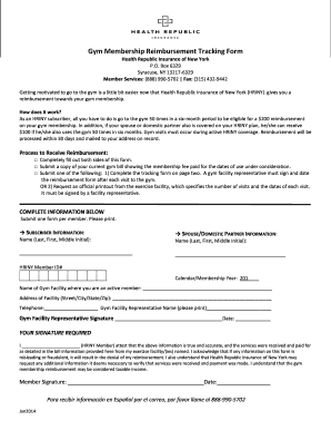 Gym Membership Reimbursement Form