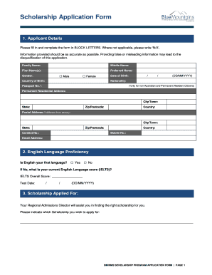 BMIHMS Scholarship Program Application Form