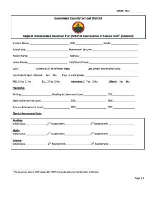 Migrant Individualized Education Plan Form