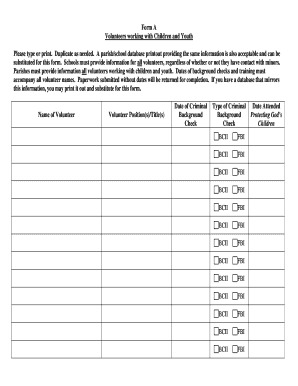 Volunteer Background Check Form