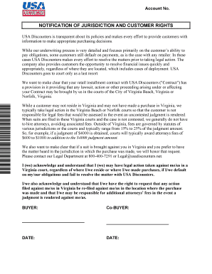 USA Discounters Retail Installment Contract Notice
