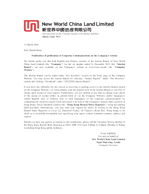 New World China Land Interim Report Request Form