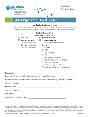 Adult Psychiatric Clinical Service Authorization Request Form