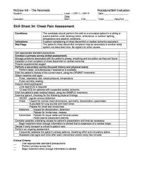 Paramedic Chest Pain Assessment Form