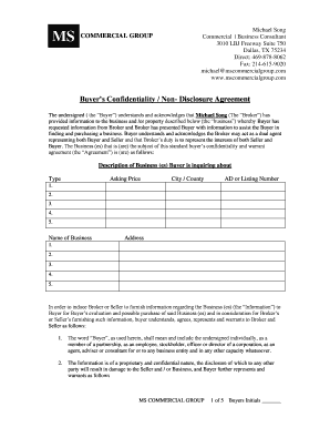 Buyer's Confidentiality Non-Disclosure Agreement