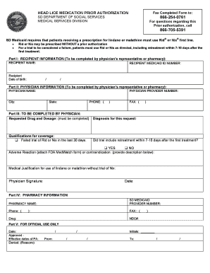Head Lice Medication Prior Authorization Form