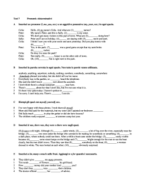 Test 7 Pronomi e determinativi