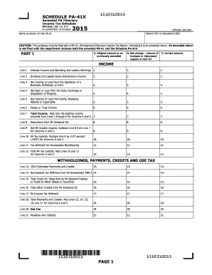 Amended PA Fiduciary Income Tax Schedule