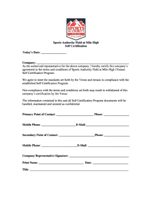 Sports Authority Field Self Certification Form