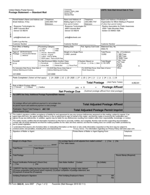 USPS Standard Mail Analysis Form