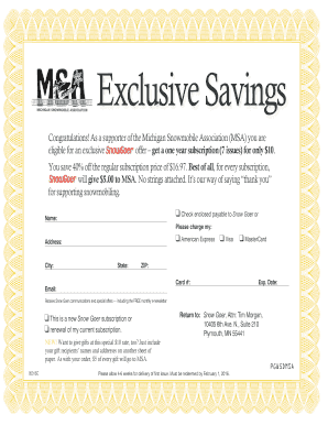 Michigan Snowmobile Association Subscription Offer