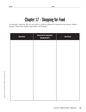Organic Food Comparison Worksheet