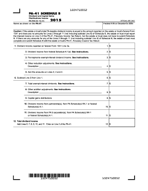 PA-41 Schedule B Dividend and Capital Gains