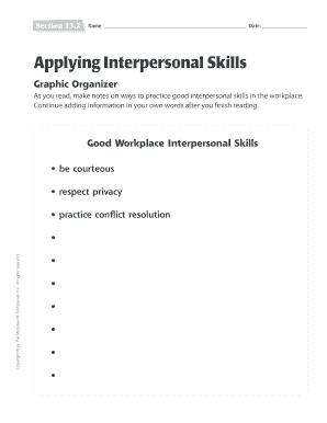 Workplace Interpersonal Skills Graphic Organizer