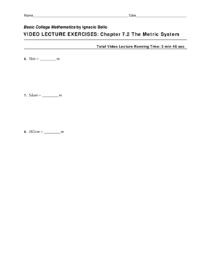 Basic College Mathematics Video Lecture Exercises