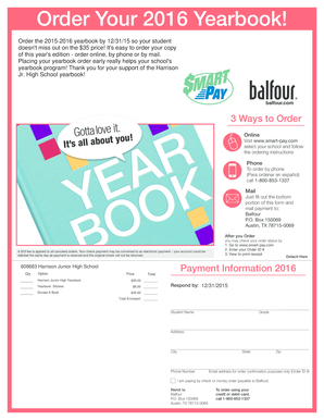 2016 Yearbook Order Form