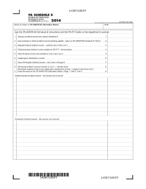 PA Schedule B Dividend and Capital Gains Distributions