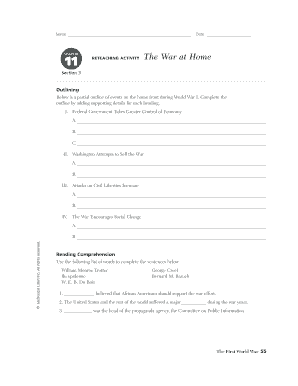 The War At Home Answer Key - Fill Online, Printable, Fillable, Blank |  pdfFiller