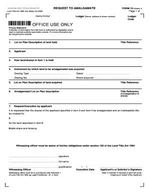 Queensland Title Amalgamation Form 15