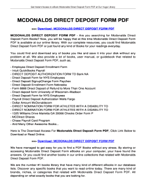 MCDONALDS DIRECT DEPOSIT FORM PDF - jansbooksbiz