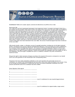 Contributor Form for Journal Submission