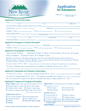 New River Community College Admission Application