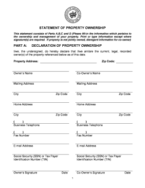 Statement of Property Ownership