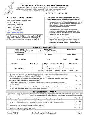Door County Application for Employment