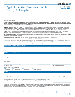 Texas Water Conservation Property Tax Exemption Form