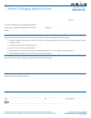 Petition Challenging Appraisal Records Property Tax