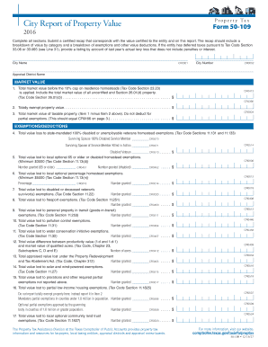 Texas City Property Value Report Form 50-109