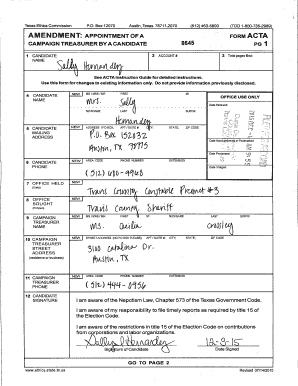Texas Campaign Treasurer Appointment Form