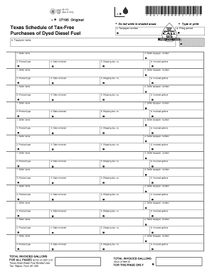 Texas Schedule of Tax-Free Purchases of Dyed Diesel Fuel