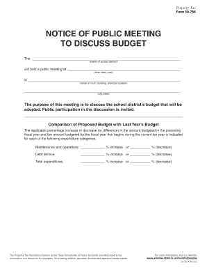 Texas School District Budget Meeting Notice