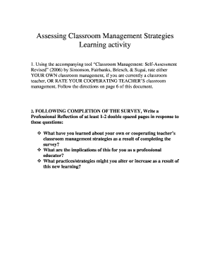 Classroom Management Self-Assessment