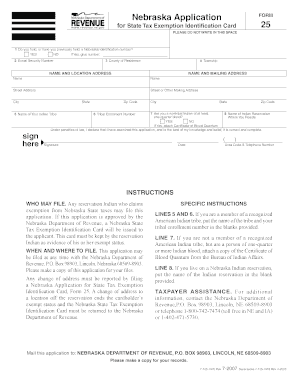 Nebraska State Tax Exemption Identification Card Application